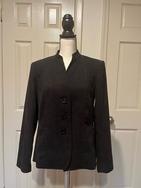 JM Collection Black Stand-Collar Button Jacket